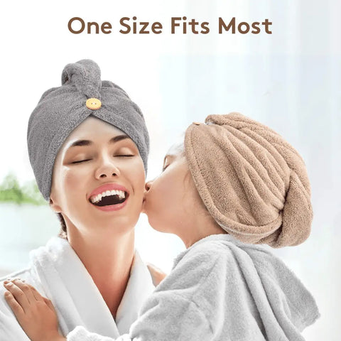 Microfiber Hair Drying Cap Pack of 2 - Kayfi Mart