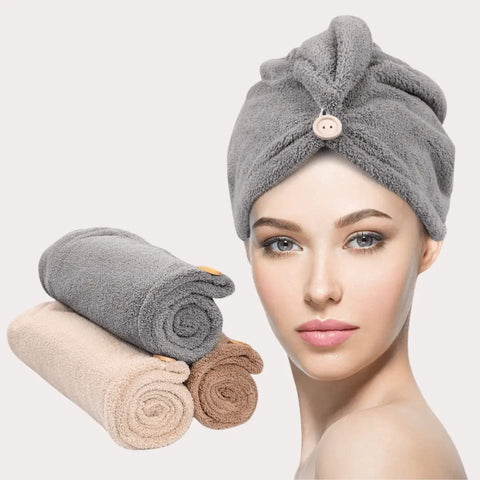 Microfiber Hair Drying Cap Pack of 2 - Kayfi Mart